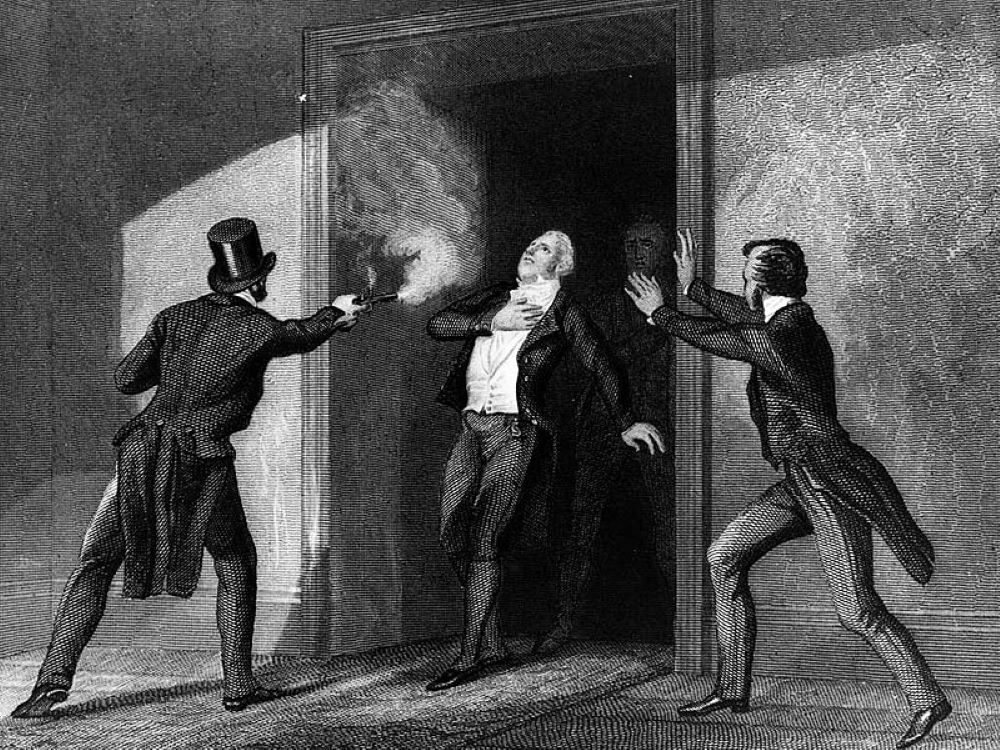 John Bellingham assassinating the prime minister Spencer Perceval, 11th May 1812. Image: Public domain.