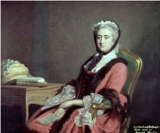 Lady Caroline Holland by Allen Ramsey. Caroline was a leading figure in Georgian England, one of the Duke of Richmond's daughters. Public Domain image/Wikipedia.
