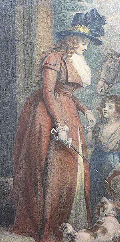 1790s fashionable daywear for the genteel woman. Image: Public domain.