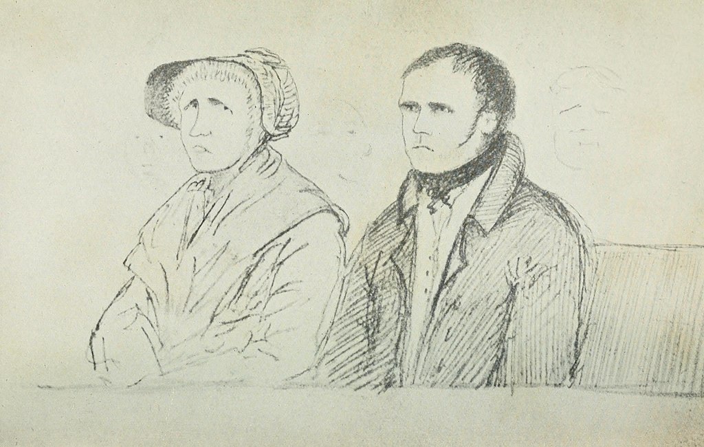 Burke and McDougall in court. Christmas 1828. Image: Public Domain.