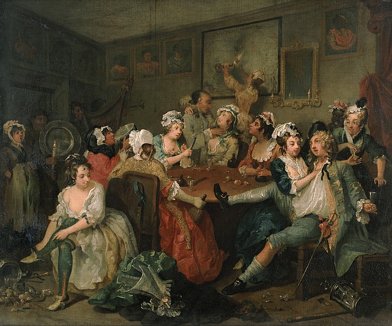 William Hogarth's A Rake's Progress: The Orgy. Image: Wikipedia. Public domain.