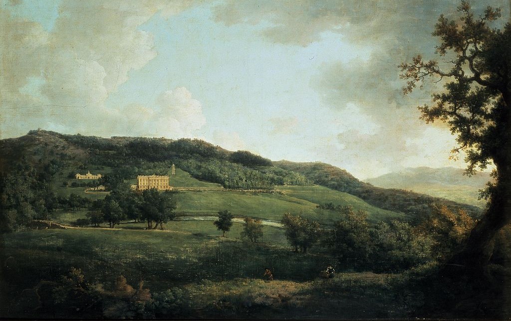 Chatsworth house and grounds by Marlow. Public domain.
